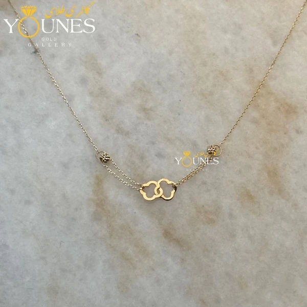 گردنبند طلا ونکلیف دو حلقه گوی